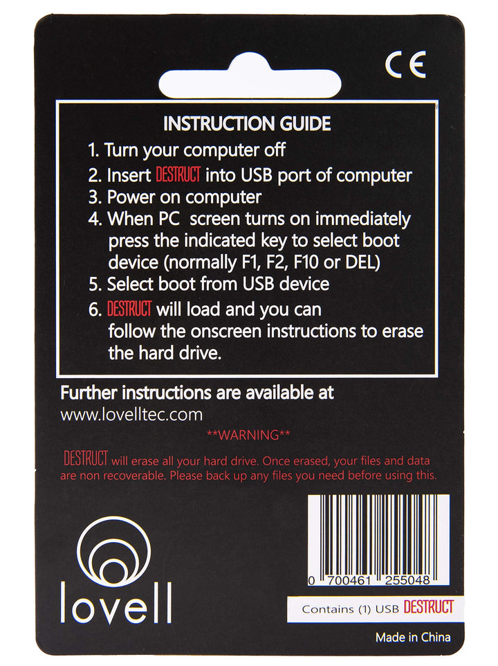 USB Gadget - Military Grade Hard Drive Wiper - Permanently Erase All Data on PC and Laptops Before Selling