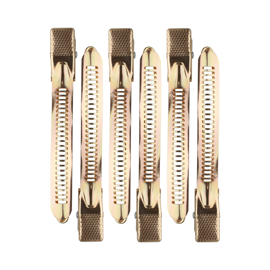 XL Alligator Hair Clips for Styling & Sectioning - Alluminum Duck Billed Hair Clips for Long Hair | Hair Styling Clips | Roller Clips for Short Hair | 6 pc (Gold)