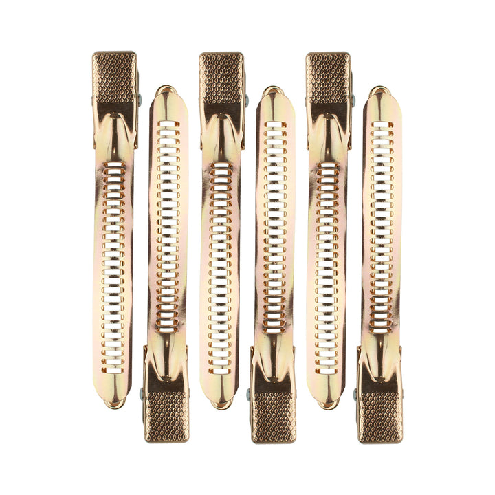 XL Alligator Hair Clips for Styling & Sectioning - Alluminum Duck Billed Hair Clips for Long Hair | Hair Styling Clips | Roller Clips for Short Hair | 6 pc (Gold)