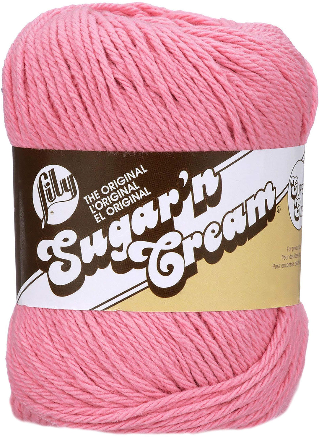 Sugar 'N Cream Super Size Solid Yarn, 4oz, Gauge 4 Medium, 100% Cotton - Rose Pink - Machine Wash & Dry