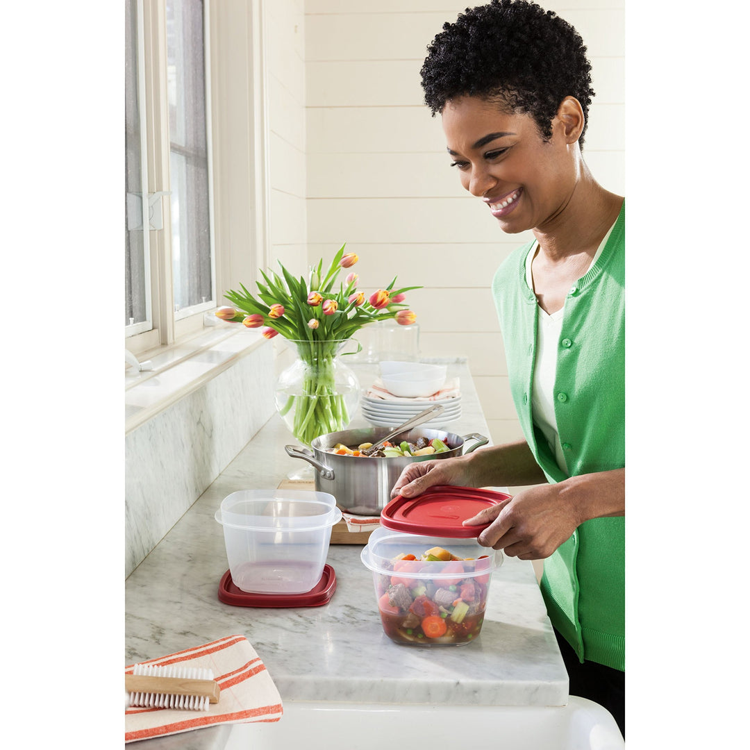 Easy Find Lids Food Storage Containers, 7 Cup, Racer Red, 4-Piece Set
