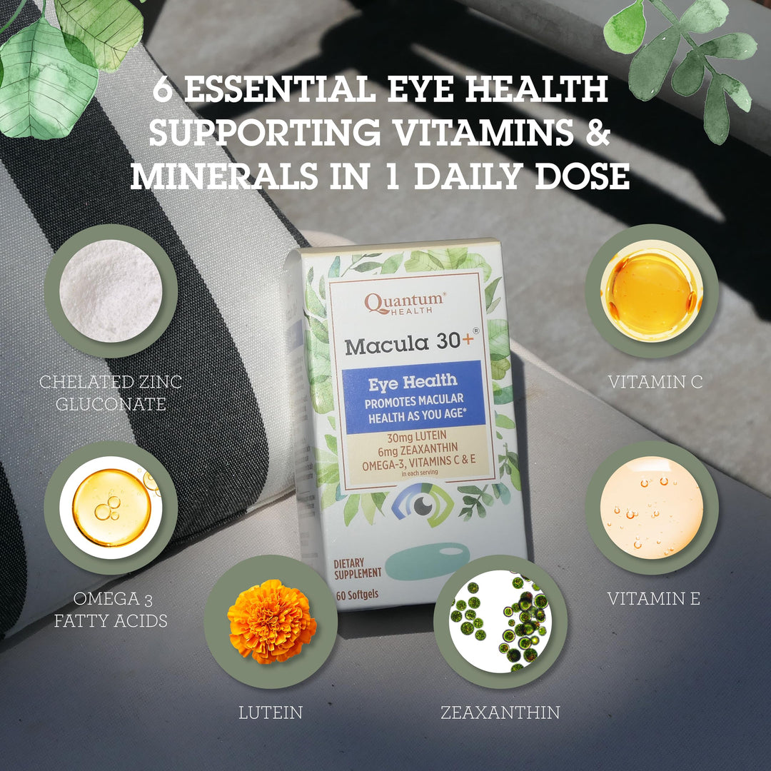 Health Macula 30+ Eye Health Supplement|Promotes Macular and Retinal Health as You Age|Formulated with Lutein, Zeaxanthin, Omega-3, and Vitamins C & E|60 Softgels, 30 Day Supply