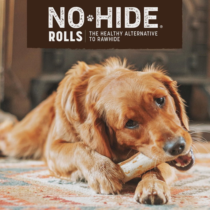 No Hide Medium Chicken Flavored Natural Rawhide Free Dog Chews Long Lasting Chew Sticks | Treats for Large Dogs | Great for Aggressive Chewers (1 Pack)
