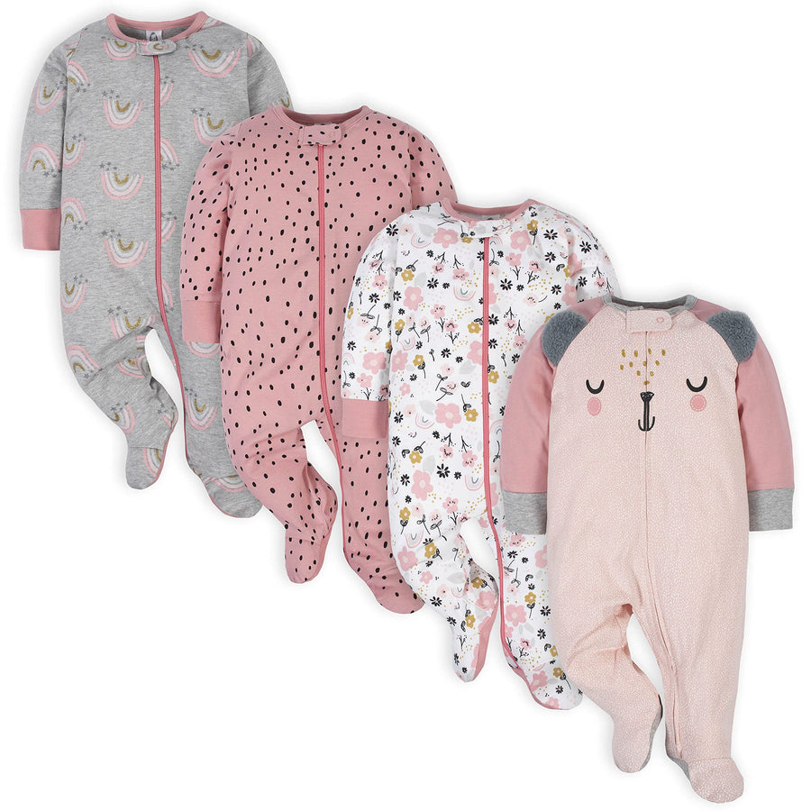 Baby Girls 4 Pack Sleep 'N Play Footie Bear Pink 0-3 Months