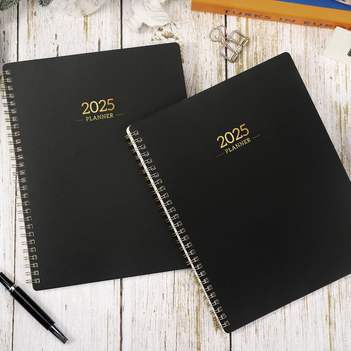 Planner 2025 - Planner/Calendar 2025, Jan.2025 - Dec.2025, 2025 Planner Weekly and Monthly with Tabs, 8 x 10, Flexible Cover + Twin-Wire Binding + Calendars, Daily Organizer - Black