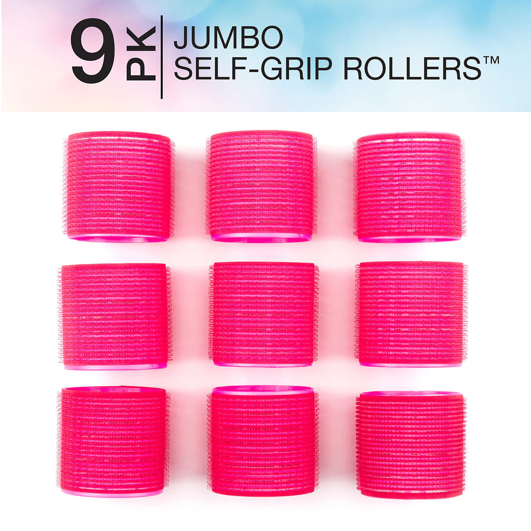 Heatless Curls - Extra Large Hair Rollers - heatless curlers - heatless curls overnight - Velcro Rollers for Hair - Hot Pink - 9 Count w/storage case