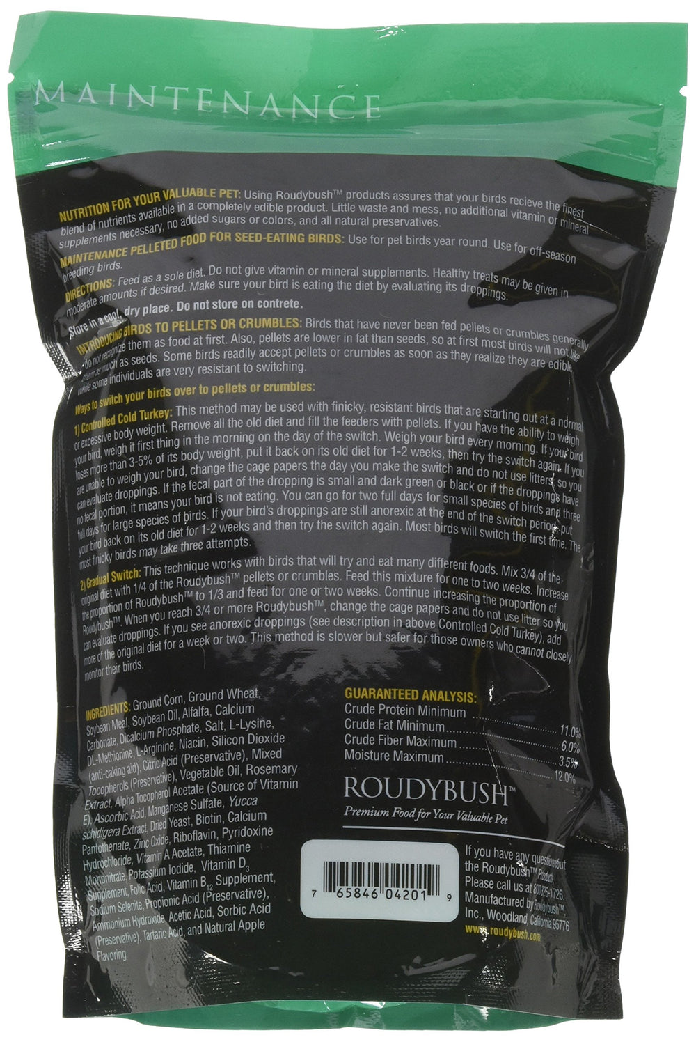 Roudybush Daily Maintenance Bird Food, Medium, 22-Ounce, Green, 222MDDM