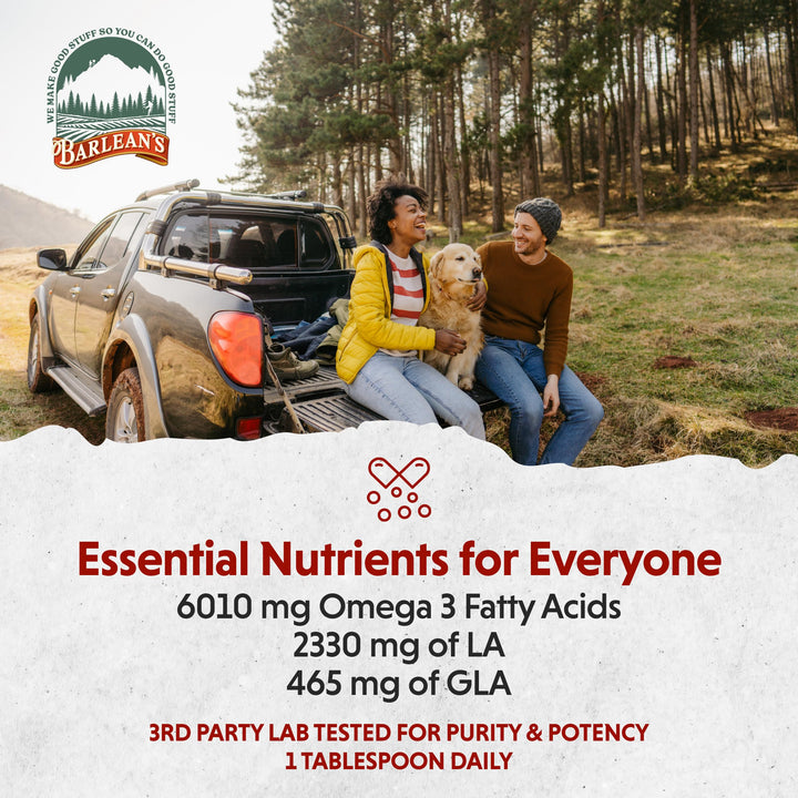Barlean's Omega Twin Liquid Flaxseed Oil and Pure Borage Oil Supplement with Lignans, 6,010mg ALA and 465mg GLA Omega Fatty Acids from Organic Flax Seed and Cold Pressed Borage Seeds, 12 oz