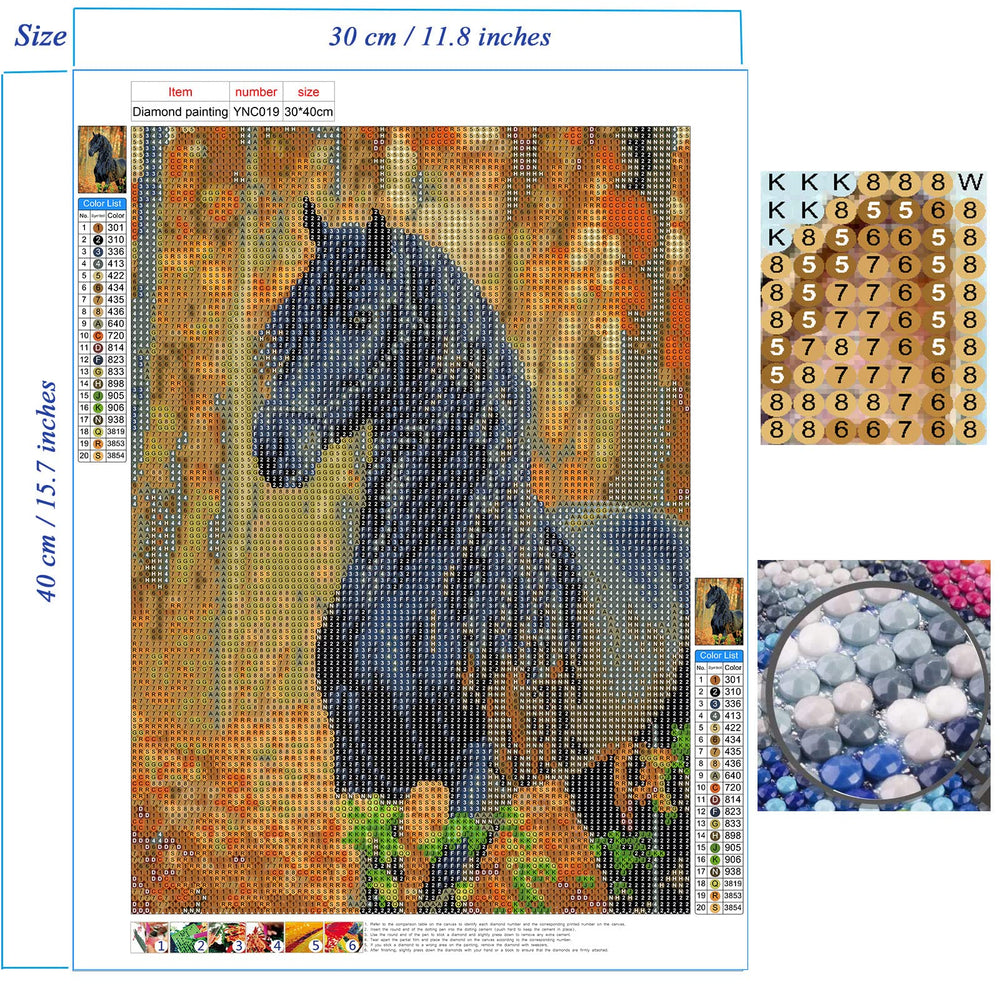 Diamond Art Painting Horse- Full Drill Diamond Mosaic Painting Kits,5d Diamond Art,Gem Art for Adults Wall Home Decor-12x16 inch (Horse)