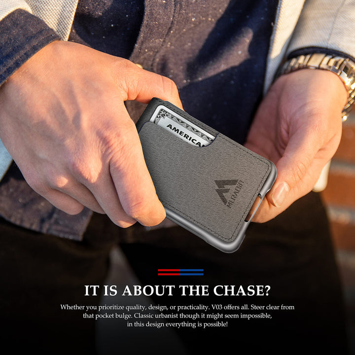 Mens Wallet Tactical Bifold Wallets for Men Metal RFID Blocking Aluminum Money Cards Holder Gifts for Men (Saffiano Grey)