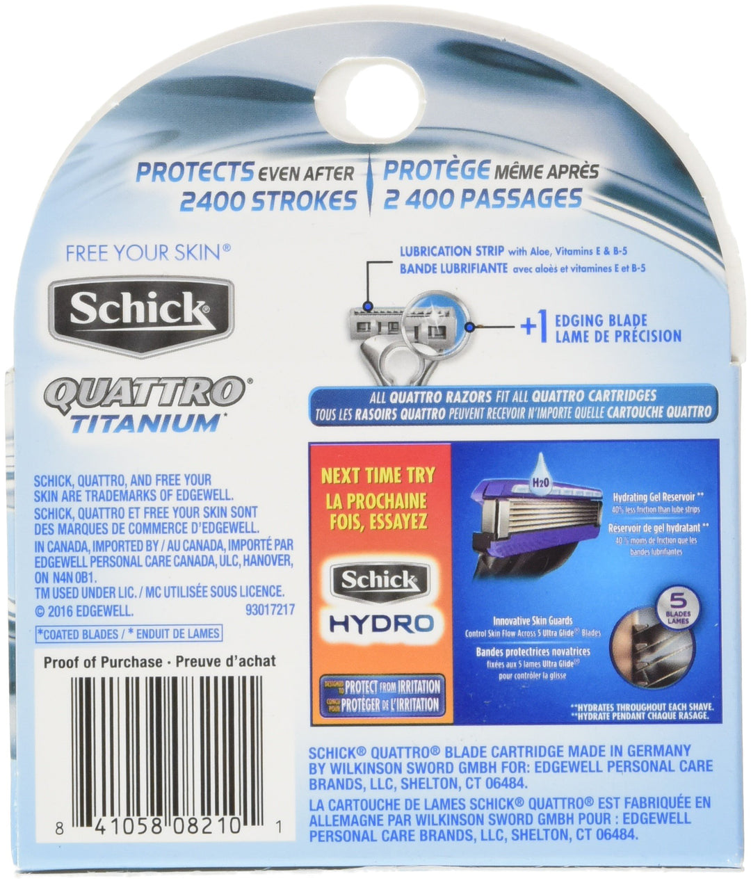 Quattro Titanium Razor Blade Refills for Men - 4 Count (Pack of 2)
