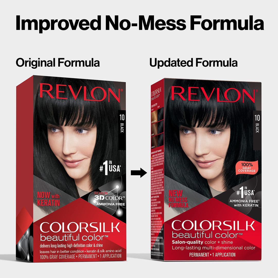 Revlon Colorsilk Beautiful Color, Permanent Hair Color with Keratin, 40ml + 40ml + 11.8ml - 12 Natural Blue Black (Pack of 1)