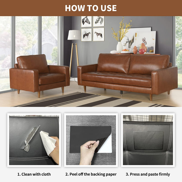 Leather Repair Patch 5X8 inch Self-Adhesive Couch Patch Leather for Sofas, Car Seats, Handbags, First Aid Patch (Brown)