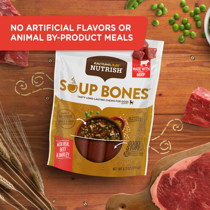 Rachael Ray Soup Bones Dog Treats, Beef & Barley Flavor, 6 Bones