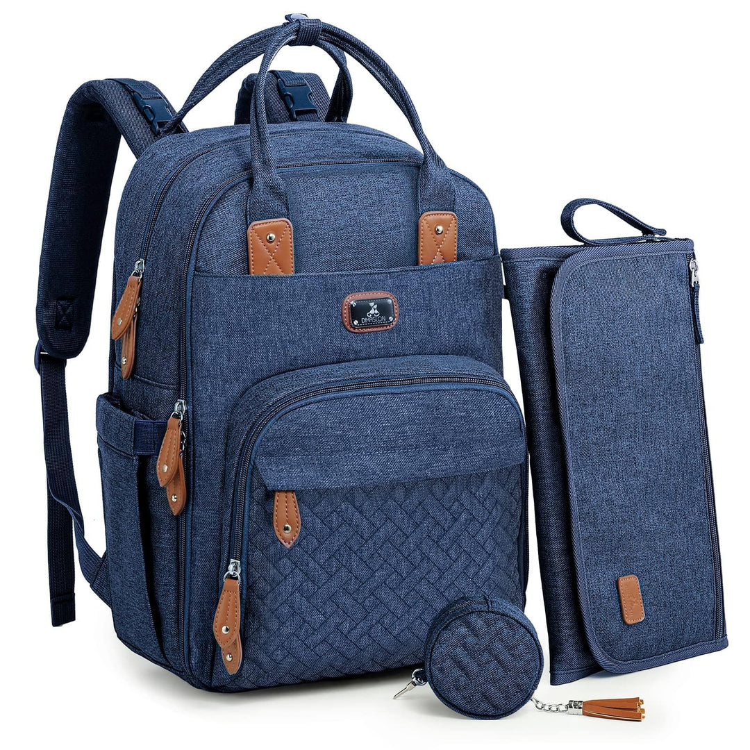 Diaper Bag Backpack with Portable Changing Pad, Pacifier Case and Stroller Straps, Large Unisex Baby Bags for Boys Girls, Multipurpose Travel Back Pack Moms Dads, Peacock blue