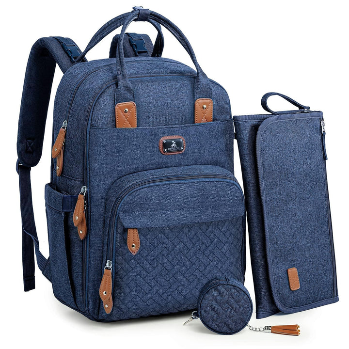 Diaper Bag Backpack with Portable Changing Pad, Pacifier Case and Stroller Straps, Large Unisex Baby Bags for Boys Girls, Multipurpose Travel Back Pack Moms Dads, Peacock blue