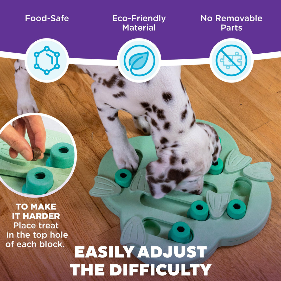 by Nina Ottosson Puppy Hide N' Slide Treat Puzzle Enrichment Dog Toy, Green