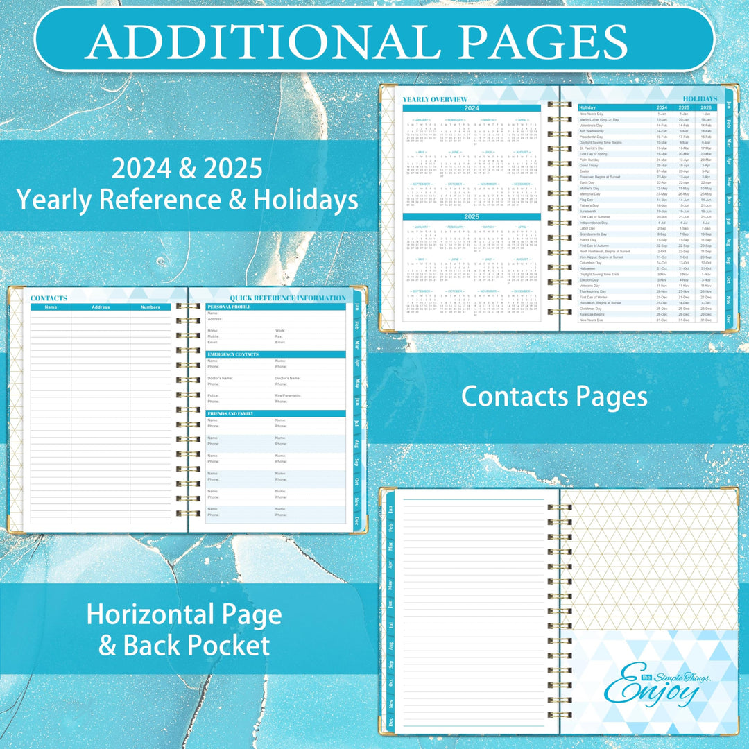 2024 Planner - Planner 2024 with Tabs, January 2024 - December 2024, Weekly and Monthly Planner 2024 with Back Pocket, 6.1 x 8.7, Blue Waterink