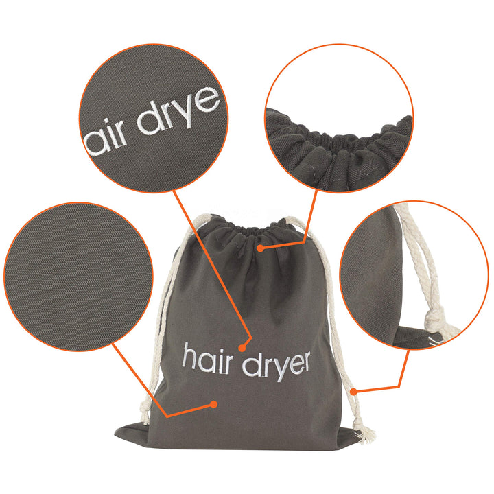 Hair Dryer Bag Cotton Drawstring Hairdryer Storage Container for Makeup Tools, Straightener 11.8 X 13.8 Inch Travel Cotton Organizer Cover for Home, Hotel