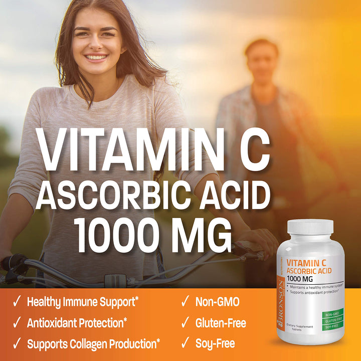 Vitamin C 1000mg Premium Non-GMO Ascorbic Acid Tablets, 100 Count