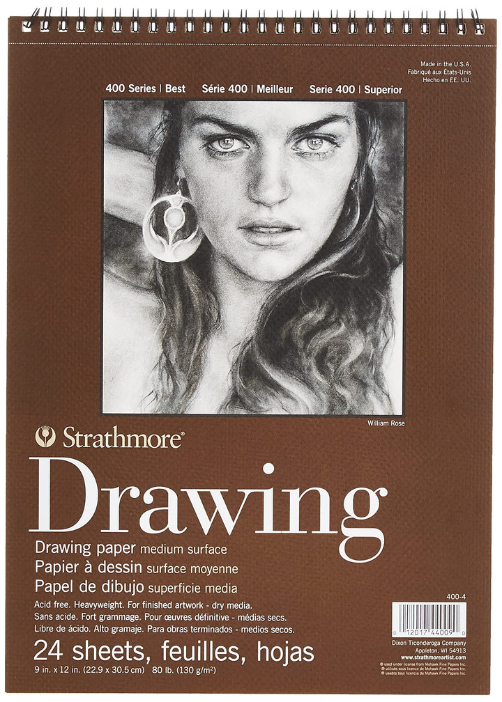 Medium Drawing Spiral Paper Pad 9X12-24 Sheets -400400, Medium