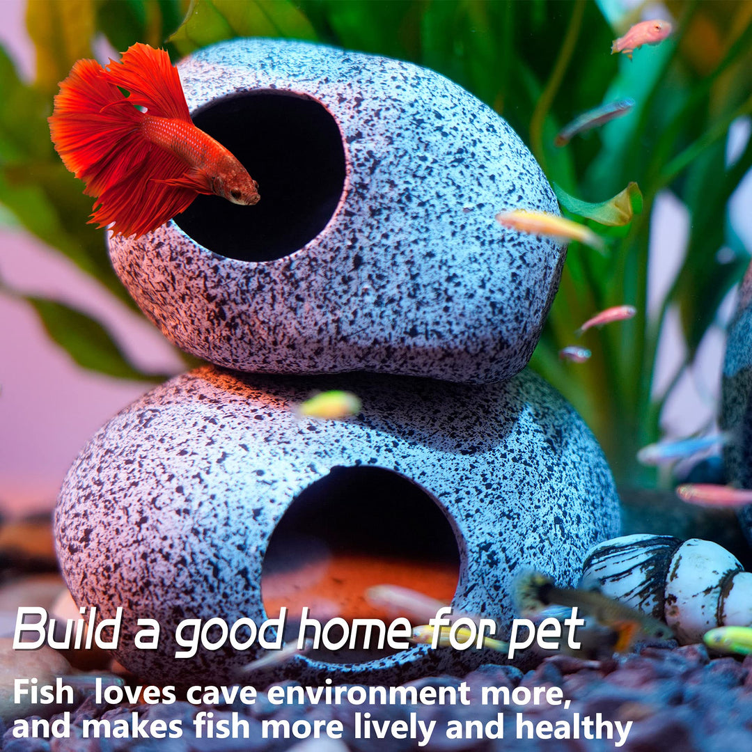 Aquarium Decorations Cave Betta Fish Tank Accessories Rock Cave Decor for Shrimp Cichlid Hiding Breeding Small Fish Bowl Hide Decoration Betta Toys Hideout Stones House(Medium)