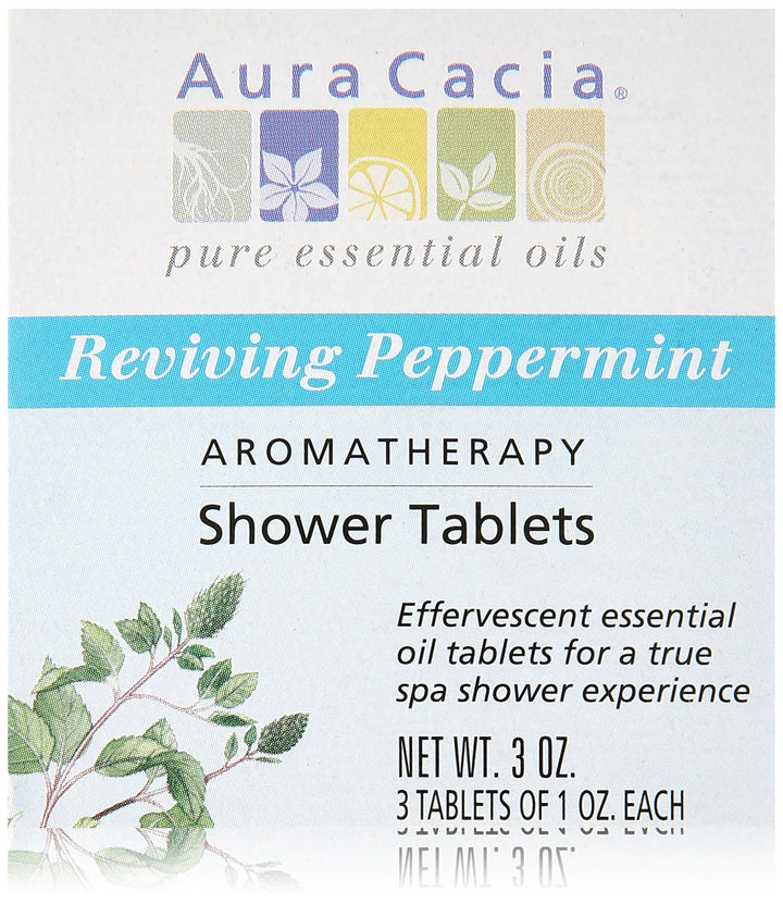 Reviving Peppermint Aromatherapy Shower Tablets | Contains 3 Individually Wrapped 1 oz. Tablets