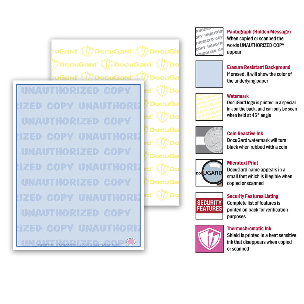 Advanced Blue Multi-Purpose Security Paper, 7 Features, 8.5 x 11 Inches, 24 lb, 500 Sheets (04546)