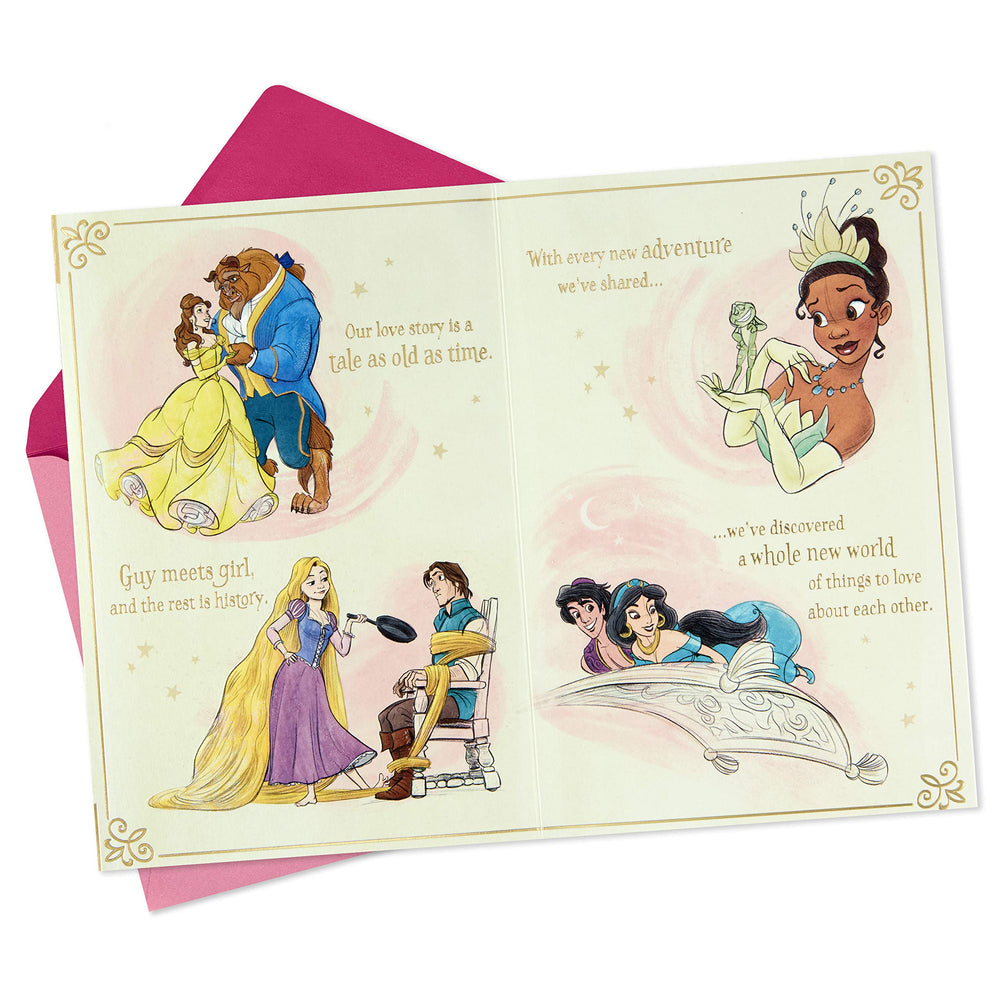 Disney Valentines Day Card for Husband, Wife, Boyfriend, Girlfriend (Our Fairy Tale) Anniversary Card, Love Card
