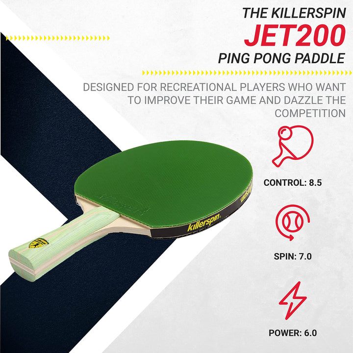 JET200 Ping Pong Paddle, Table Tennis Racket, Table Tennis Equipment for Beginners, Table Tennis Paddle with Wood Blade, Jet Basic Rubber Grips