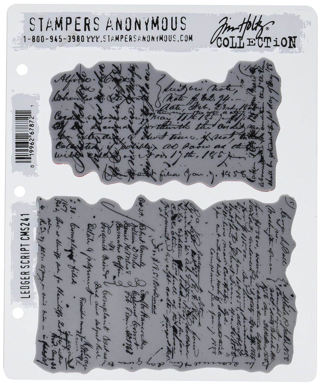 Tim Holtz Cling Stamps 7X8.5, Ledger Script