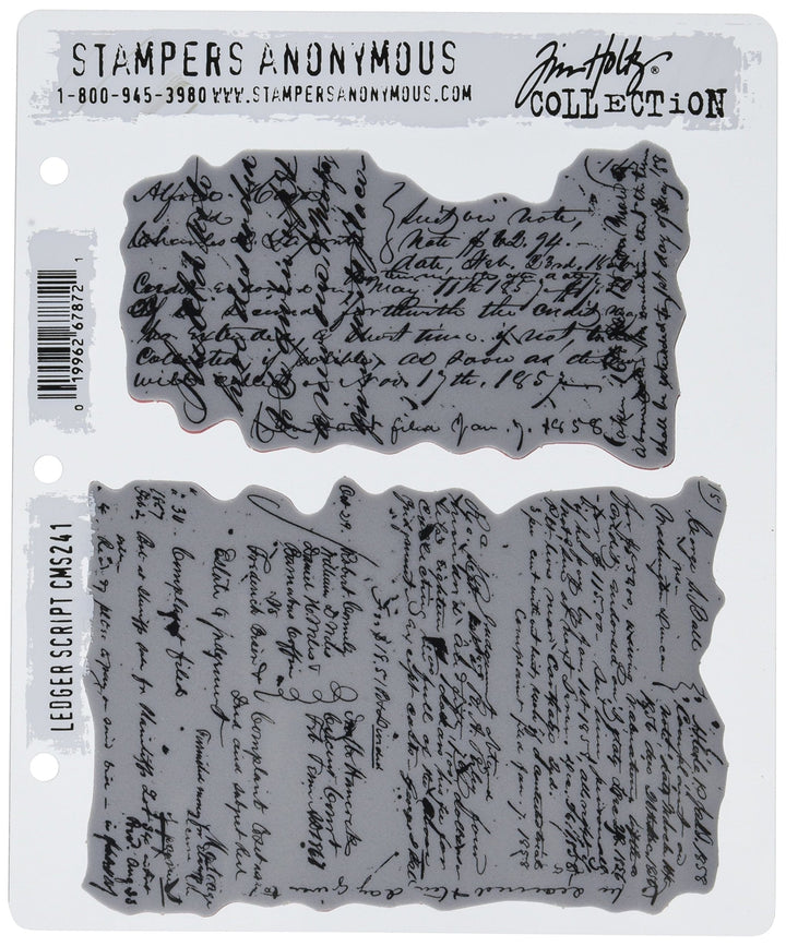Tim Holtz Cling Stamps 7X8.5, Ledger Script