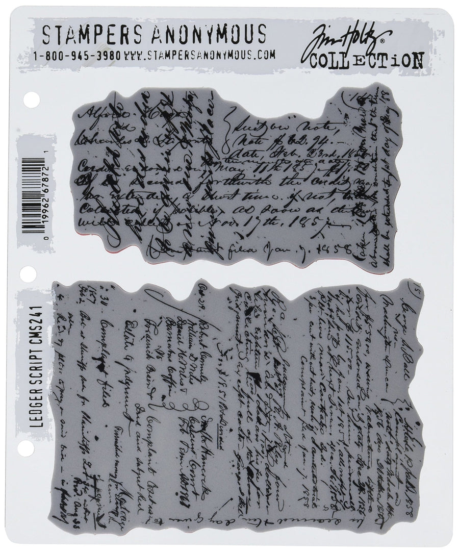 Tim Holtz Cling Stamps 7X8.5, Ledger Script
