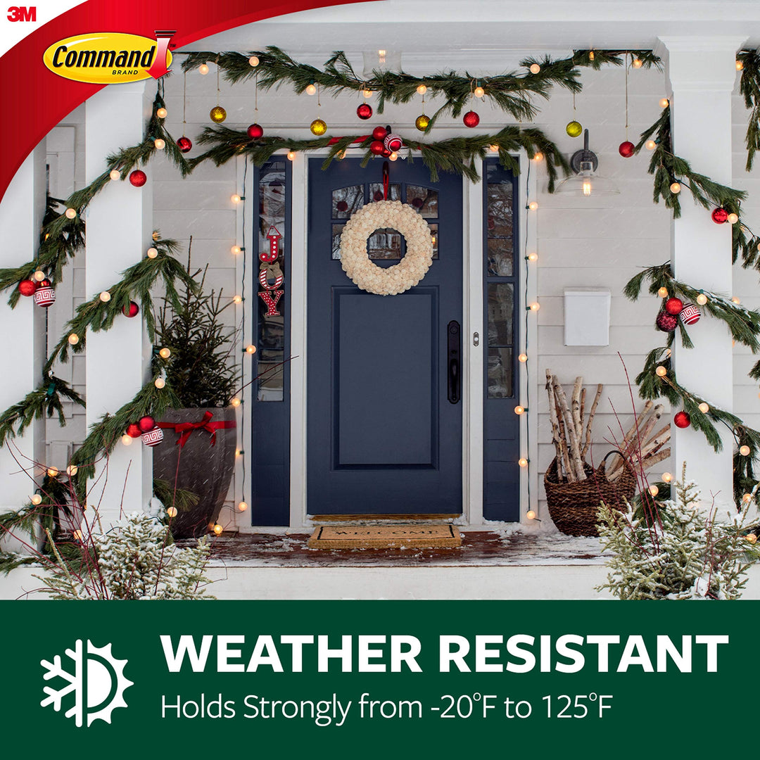 Outdoor Small White Refill Strips, 16 Weather Resistant Strips, Damage Free Hanging Wall Adhesive Strips to Re-Hang Hooks for Christmas Decorations