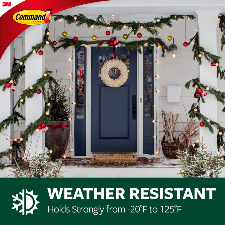 Outdoor Small White Refill Strips, 16 Weather Resistant Strips, Damage Free Hanging Wall Adhesive Strips to Re-Hang Hooks for Christmas Decorations