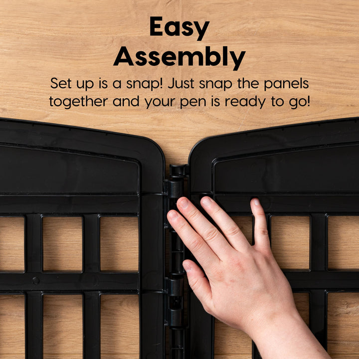 USA 34 8-Panel Pet Dog Puppy Playpen with Door, For Medium and Large Dogs, Keep Pets Secure, Easy Assemble, Fold It Down, Easy Storing, Customizable, Black