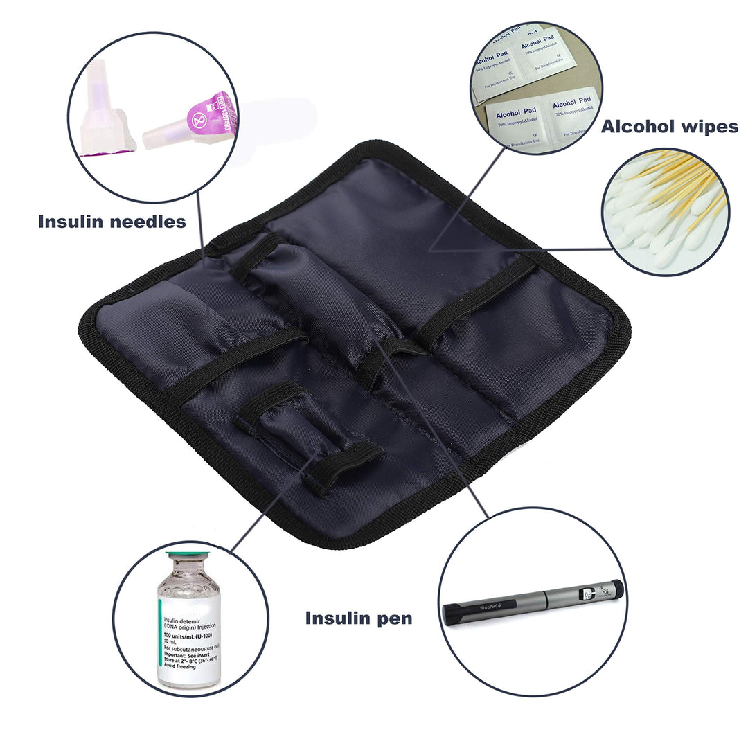 Insulin Cooler Travel Case Diabetic Medication Cooler with 2 Ice Pack and Insulation Liner (Navy)