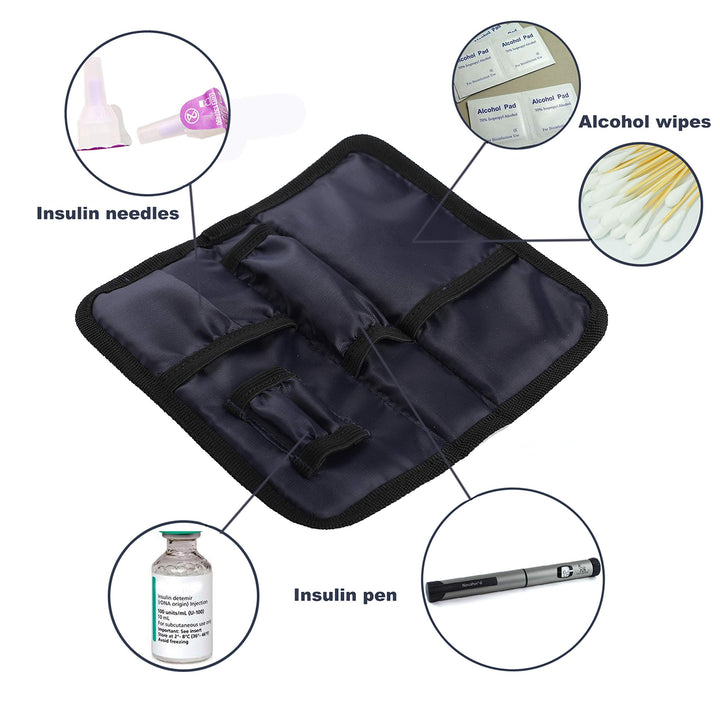 Insulin Cooler Travel Case Diabetic Medication Cooler with 2 Ice Pack and Insulation Liner (Navy)