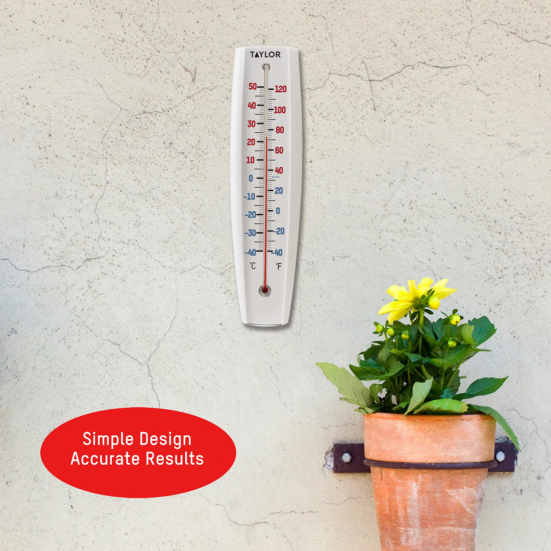 Indoor Outdoor Thermometer - Jumbo Number Wall Thermometer, Wireless Thermometer for Patio, Garden, or Nursery Area, 14.5-inch, White