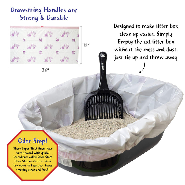 15 Count Litter Box Liners Super Thick, Durable, Easy Clean Up Jumbo Drawstring Scented Litter Pan Box Liners, Bags for Pet Cats