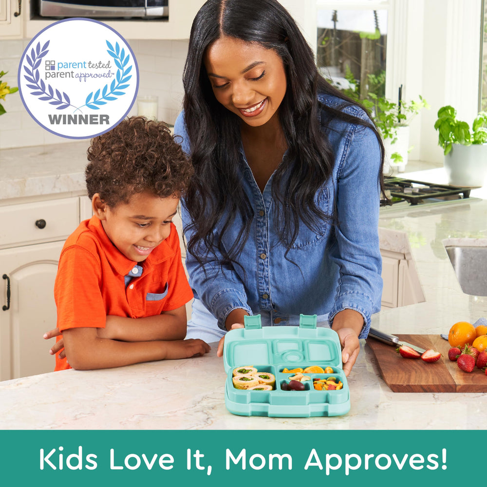 Kids Bento-Style 5-Compartment Leak-Proof Lunch Box - Ideal Portion Sizes for Ages 3 to 7 - Durable, Drop-Proof, Dishwasher Safe, BPA-Free, & Made with Food-Safe Materials (Seafoam)