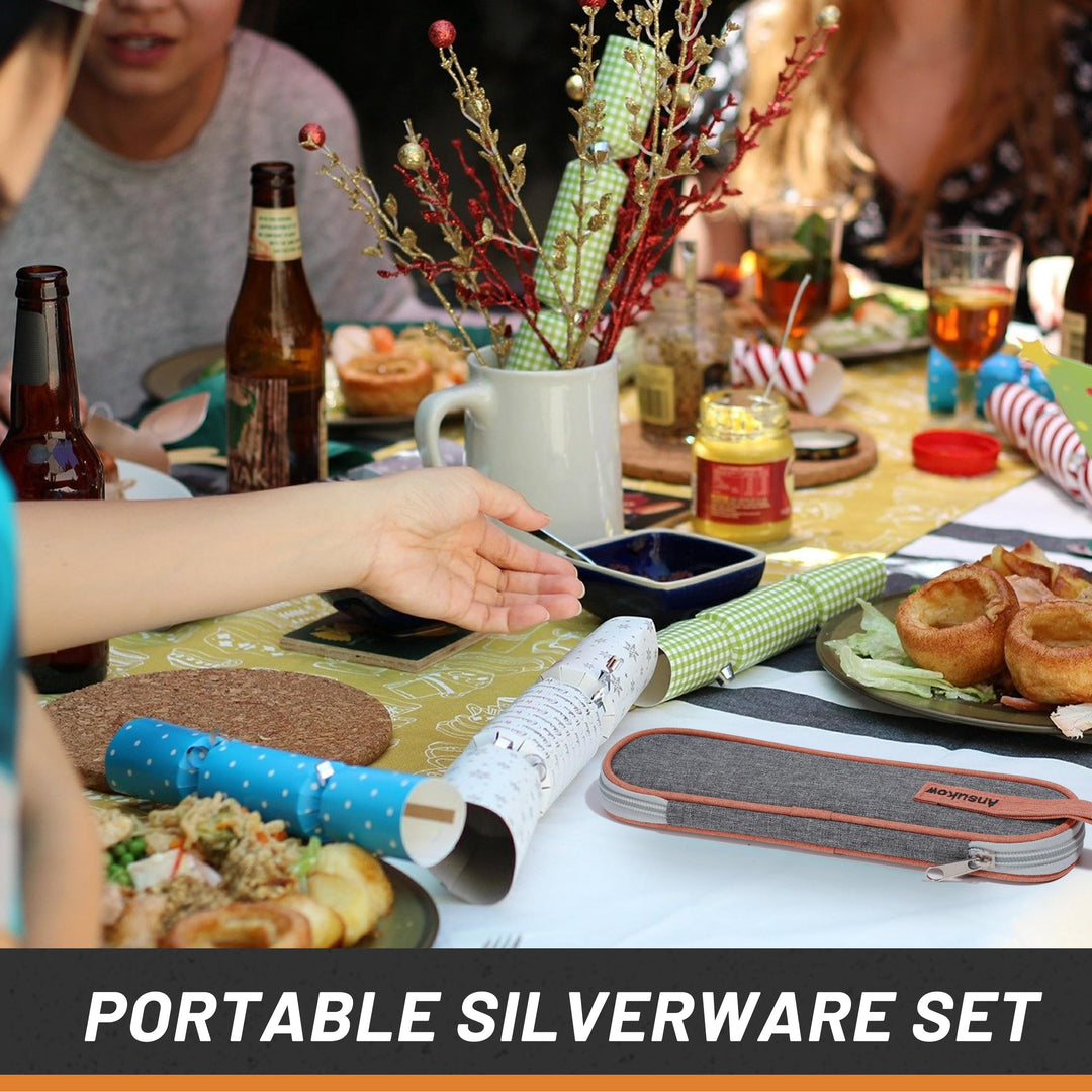 Silverware Set Utensil Set Travel Utensils Spoons and Forks Set Silverware Lunch Utensil Dorm Room Essentials Reusable Utensils Travel Utensil Set with Case Utensil Spoon Fork
