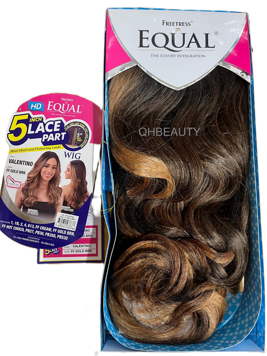 FreeTress Equal Synthetic Hair Wig Lace 5 Deep Part Lace Valentino (FFGOLDBRN)