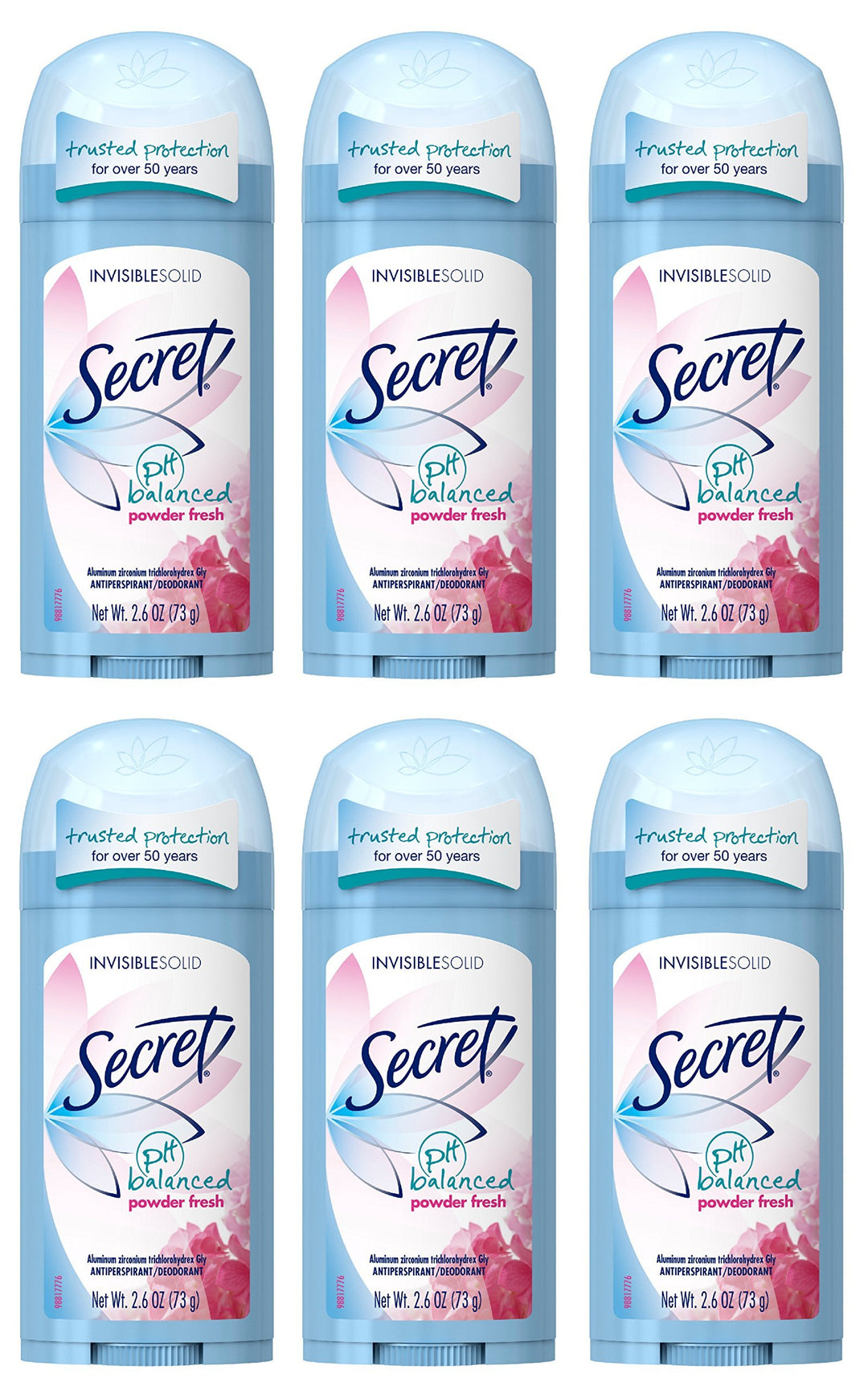 Invisible Solid Antiperspirant and Deodorant, Powder Fresh, 2.6 Ounce (Pack of 6)