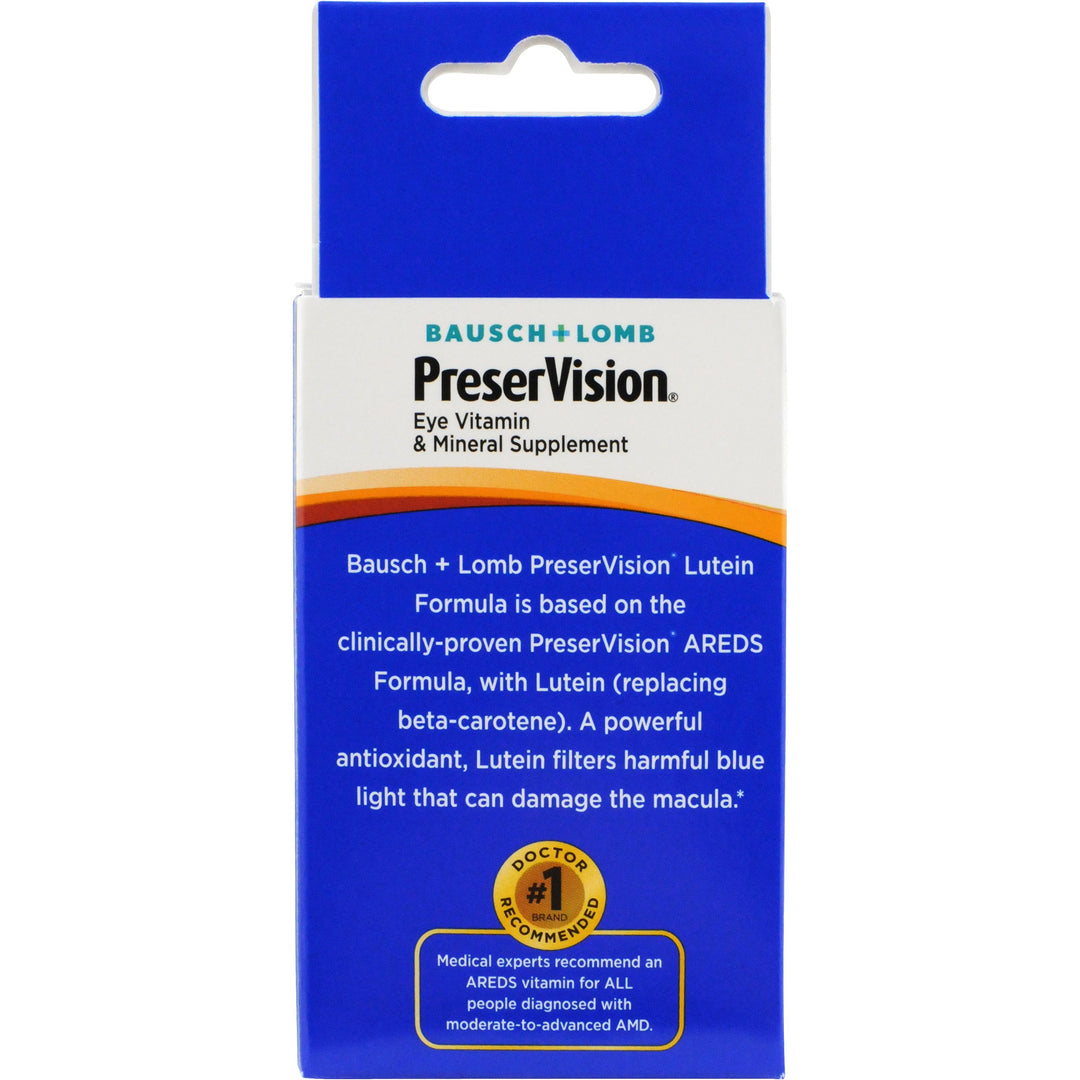 Bausch & Lomb Preservision with Lutein Eye Vitamin & Mineral Supplement, 50-Count Soft Gels