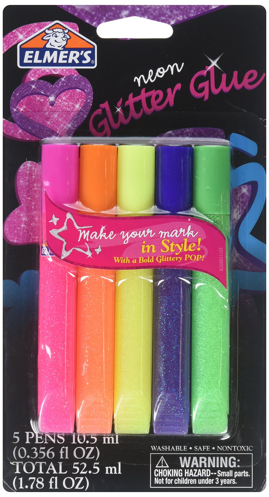 Swirl Glam Glitter Glue, 0.36 Oz. Each, Pack of 5 Color Tubes