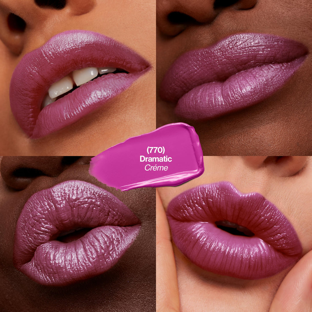 Revlon Super Lustrous Lipstick, High Impact Lipcolor with Moisturizing Creamy Formula, Infused with Vitamin E and Avocado Oil in Plum / Berry, Dramatic (770)