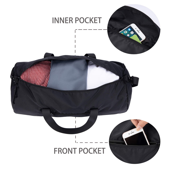 Small Duffel Bag 20 Inches Foldable Gym Bag for Men Women Duffle Bag Lightweight with Inner Pocket for Travel Sports - Black