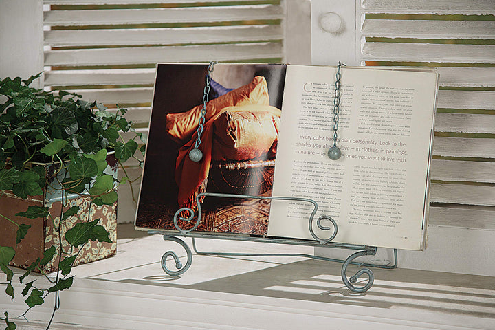 Metal Cookbook Holder, Aqua