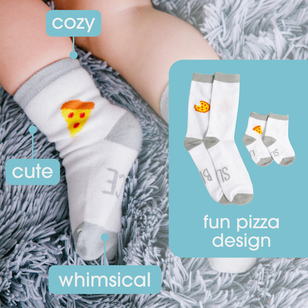 Unisex Baby & Me Matching Set, Big Lil Graphic, Christmas Gift for New Fathers, Toddler Accessories, Daddy + Me Pizza Slice Socks, One Size